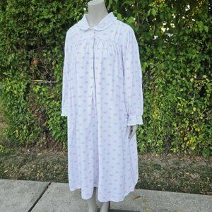 Vintage Women’s Granny Floral Prairie Cotton Flannel Long Nightgown 3XL No Tags